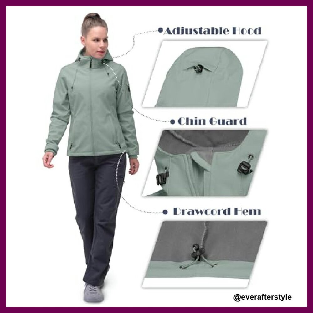 Fleece Lined Softshell Jacket Windproof Hooded Ac… - image 6